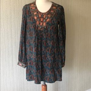 Anna Sui 100% Silk Tunic / dress sz L excellent